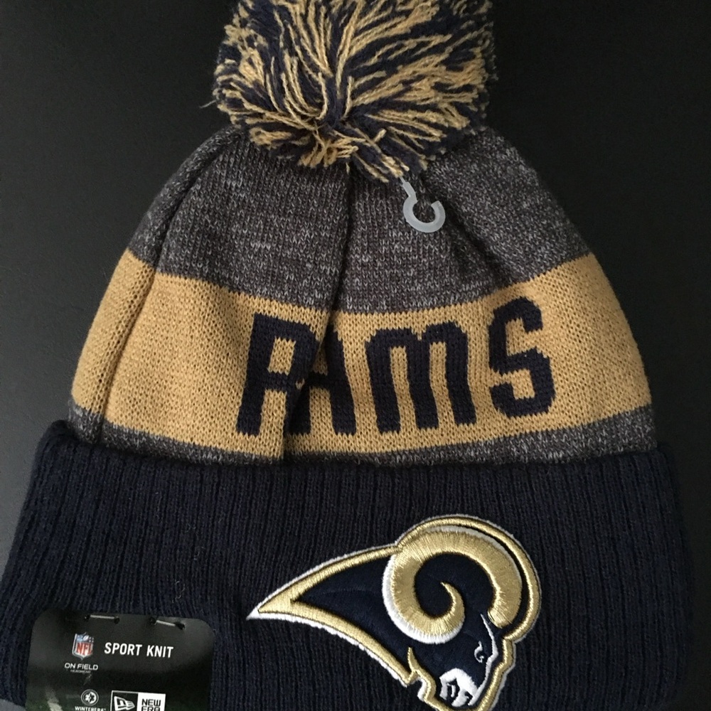 Los Angeles Rams New Era On Field Knit Beanie Navy and Gold